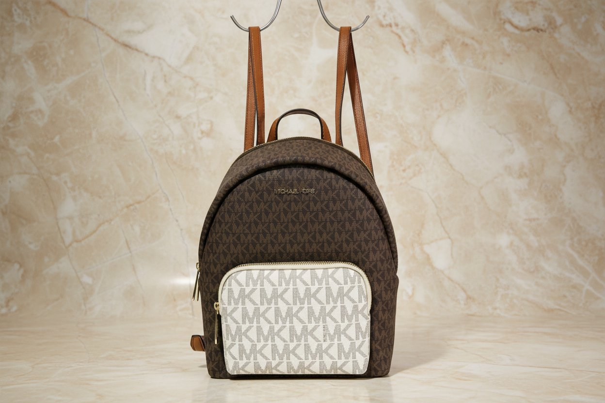 MICHAEL KORS MEDIUM ERIN BACKPACK - SIGNATURE BROWN/WHITE
