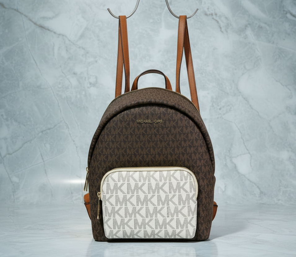 MICHAEL KORS MEDIUM ERIN BACKPACK - SIGNATURE BROWN/WHITE