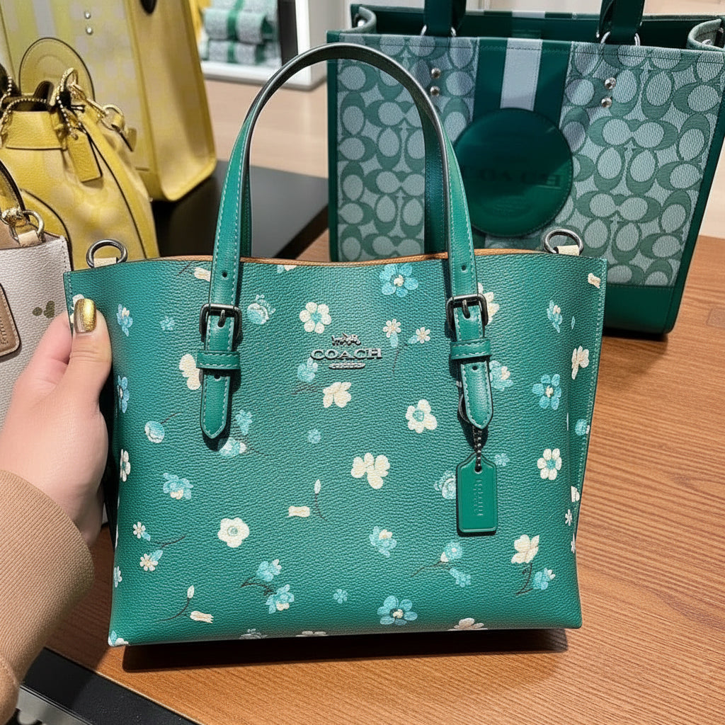 ‼️ SALE ‼️ COACH MOLLIE TOTE 25 WITH MYSTICAL FLORAL PRINT IN GREEN MULTI