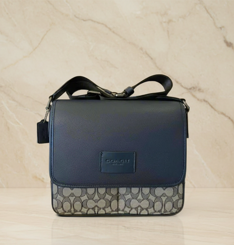 COACH SPRINT MAP BAG 25 SIGNATURE JACQUARD BLUE