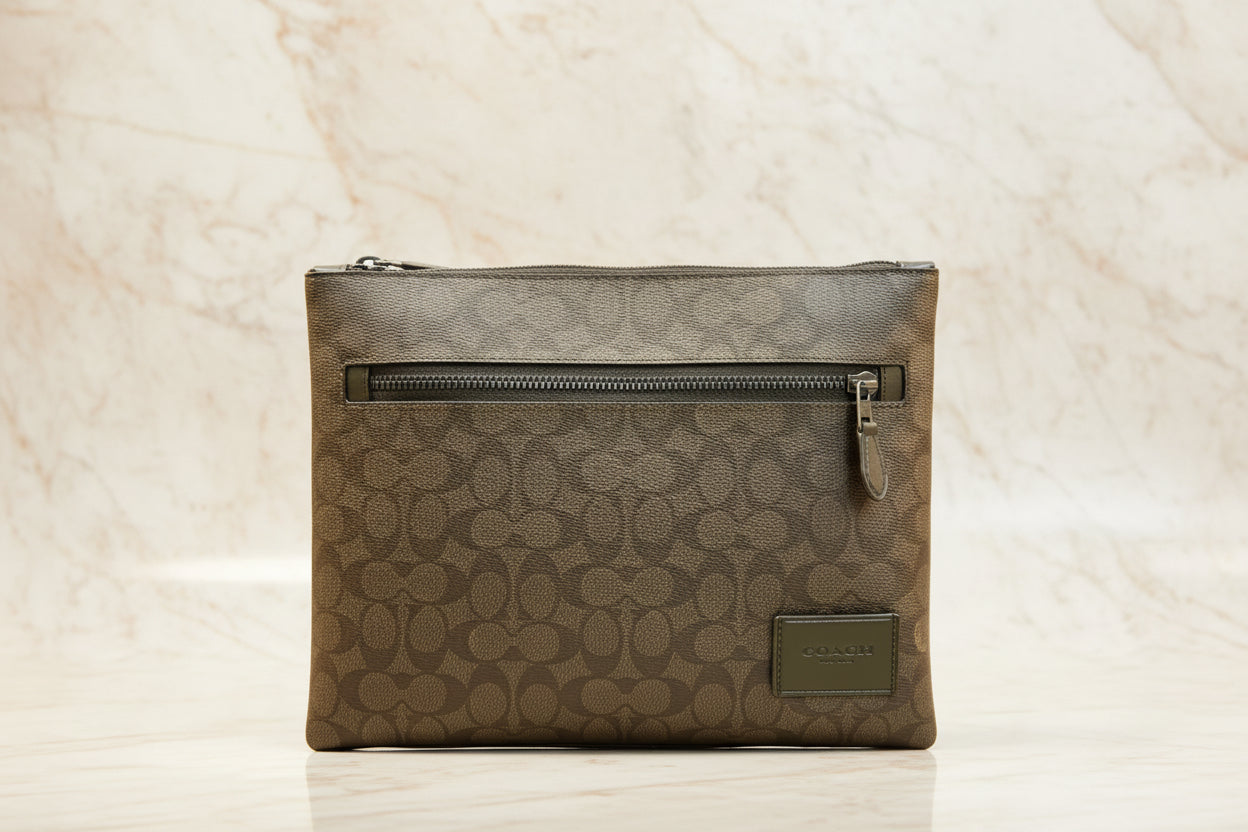 COACH CARRIER CROSSBODY BAG IN SIGNATURE CANVAS - MAHOGANY COLOR
