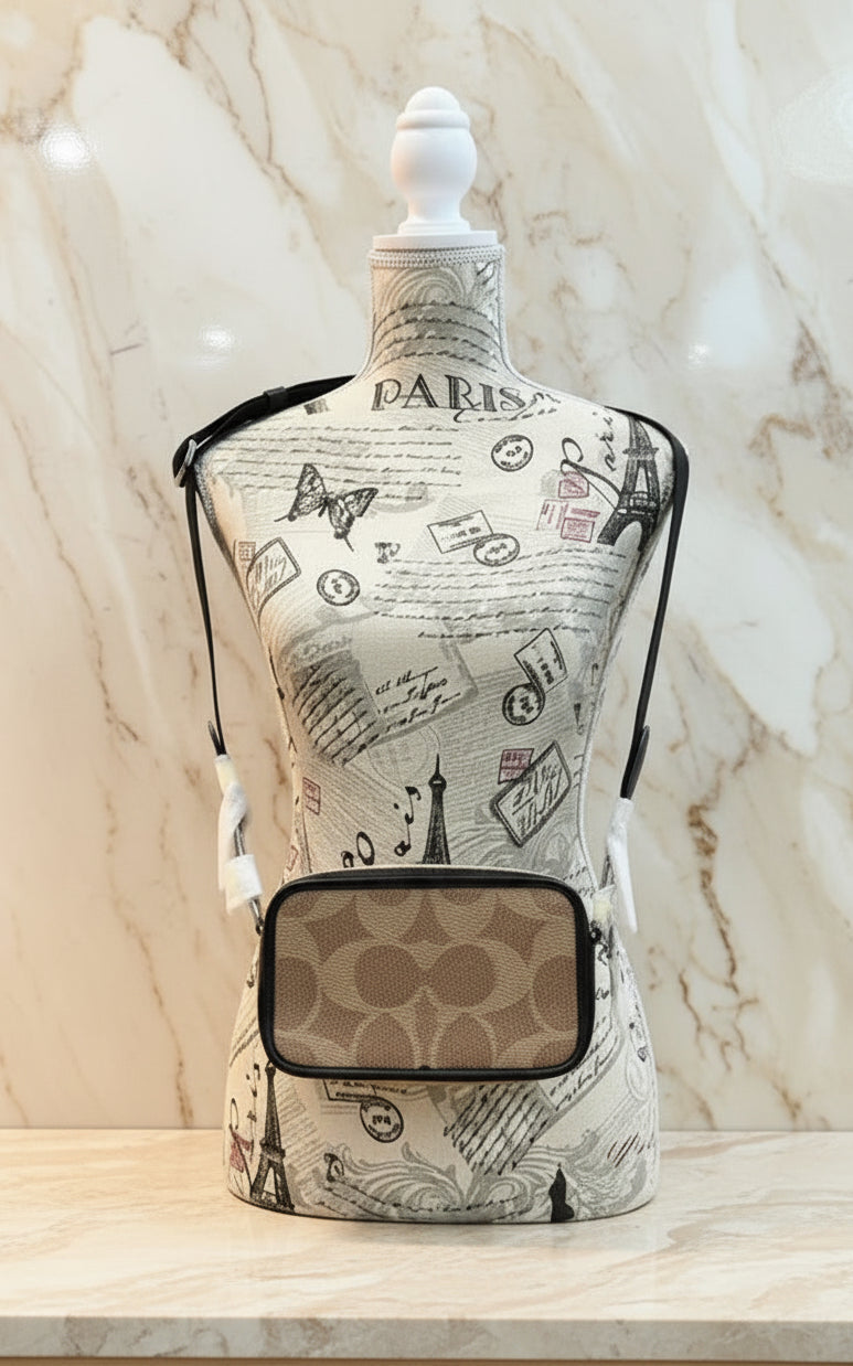 COACH WYATT CAMERA BAG - MULTI COLOR BLOCKED SAND/TAN