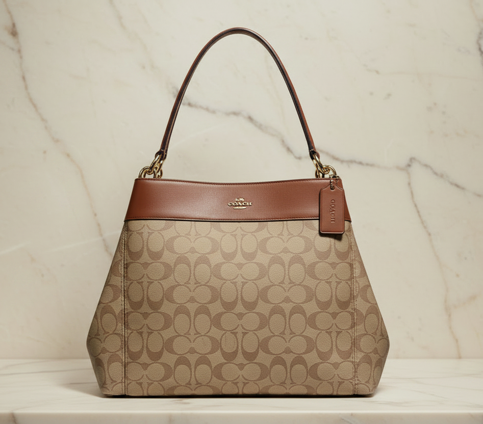 SALE‼️‼️‼️COACH LEXY SHOULDER BAG IN SIGNATURE KHAKI/SADDLE