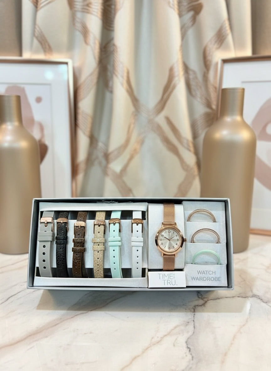 TIME N TRU - INTERCHANGEABLE SET MESH WATCH - ROSEGOLD