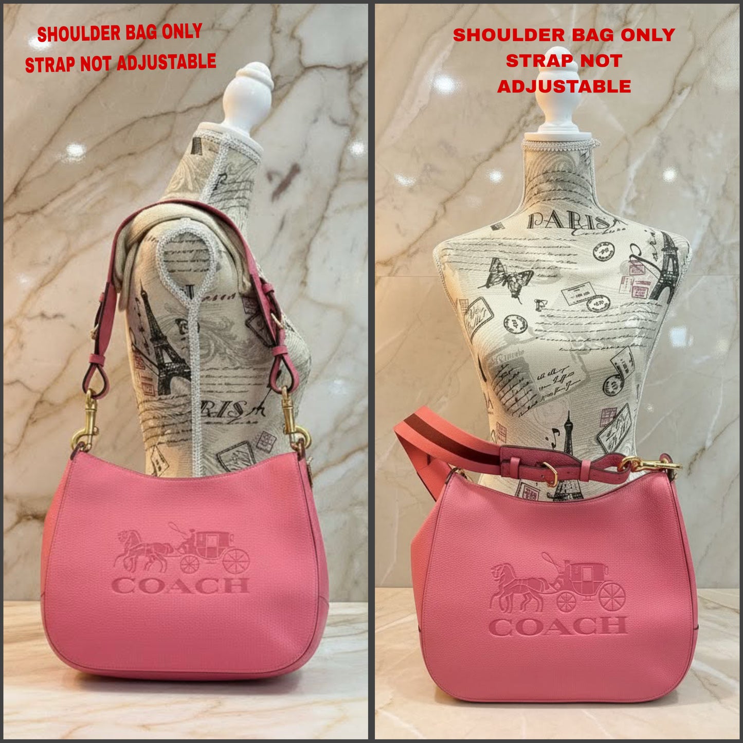 SALE‼️‼️COACH JES HOBO SHOULDER BAG - ROUGE/SILVER