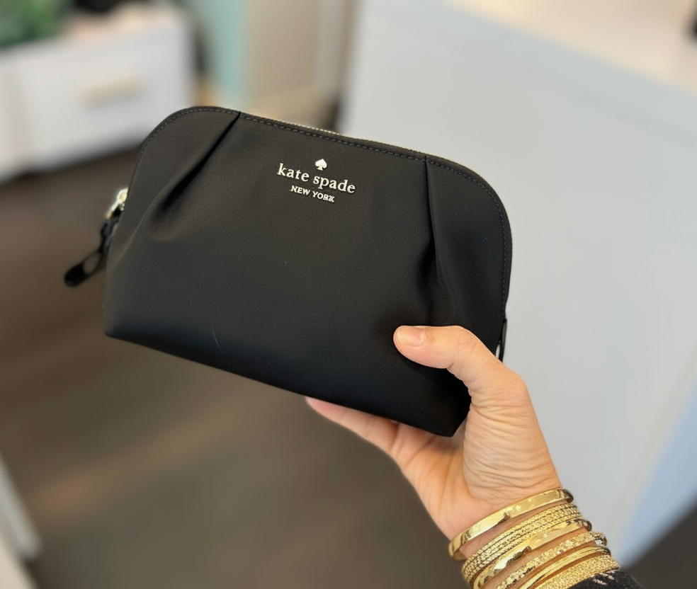 KATE SPADE CHELSEA COSMETIC POUCH - BLACK COLOR