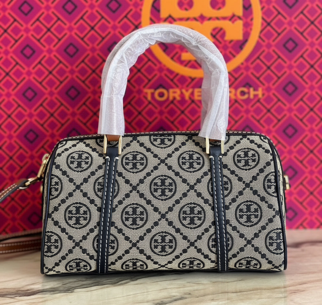 TORY BURCH PETITE BARREL/XBODY - T MONOGRAM NAVY BLUE