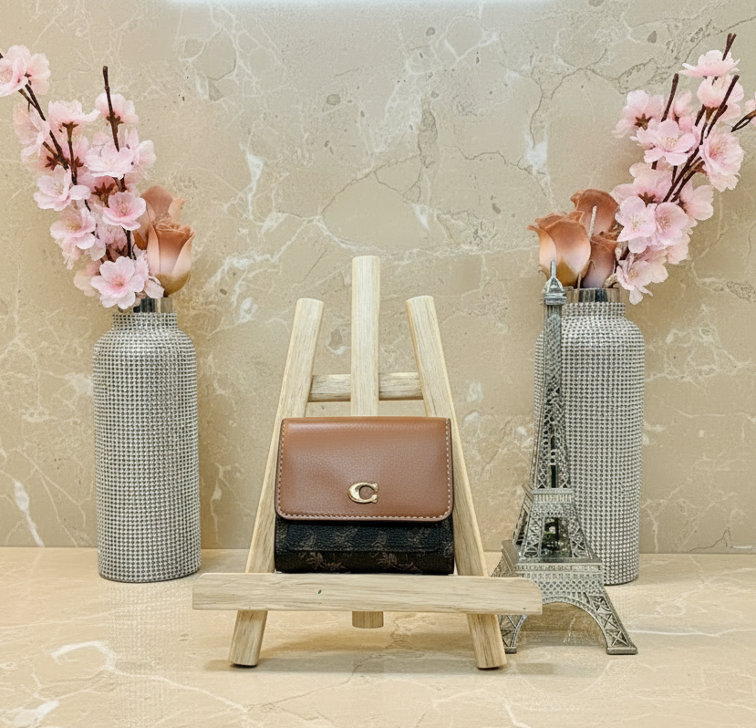 COACH MILA SMALL TRIFOLD WALLET - MISSING TAG - SIGNATURE HORSE & CARRIAGE PRINT