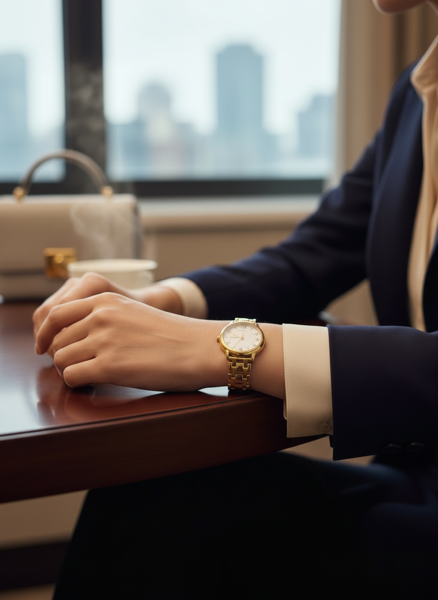 ساعة كوتش إليوت كوارتز من الفولاذ المقاوم للصدأ مطلية بالذهب - مينا صغير