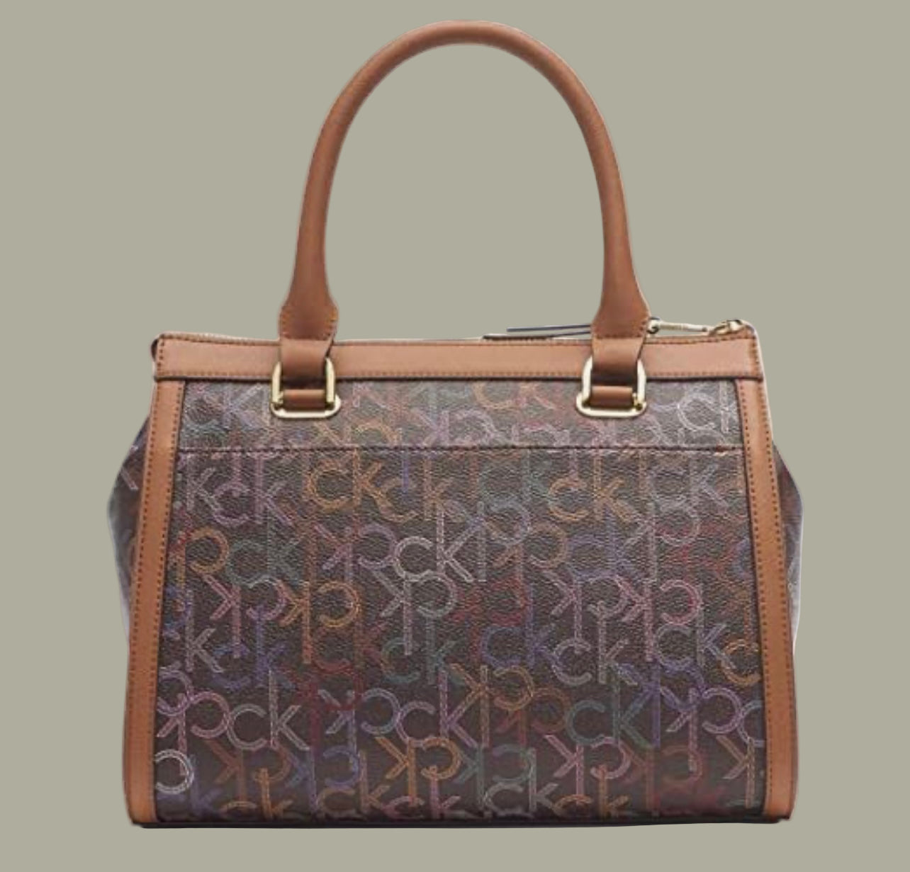 CALVIN KLEIN BUNDLE BAG & LONG WALLET JANAE SATCHEL CROSSBODY BAG IN SIGNATURE BROWN