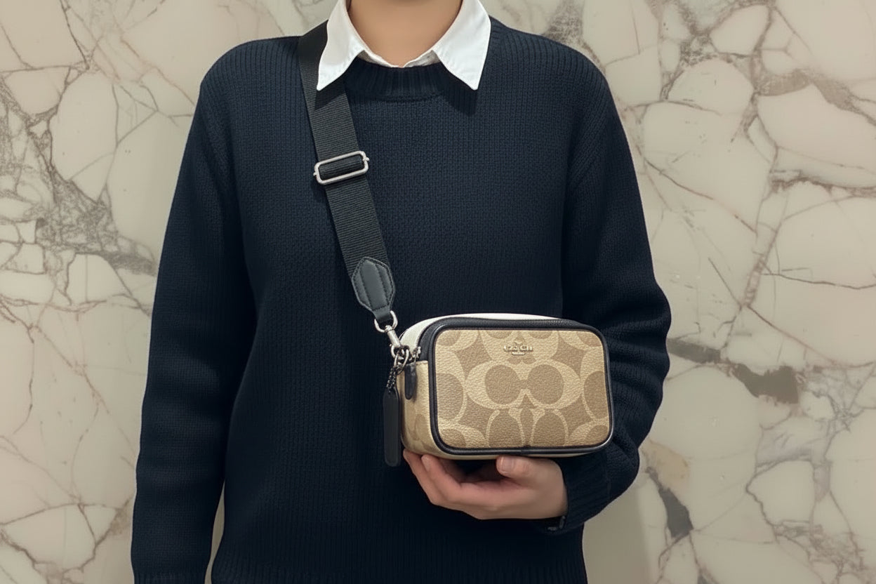 COACH WYATT CAMERA BAG - MULTI COLOR BLOCKED SAND/TAN