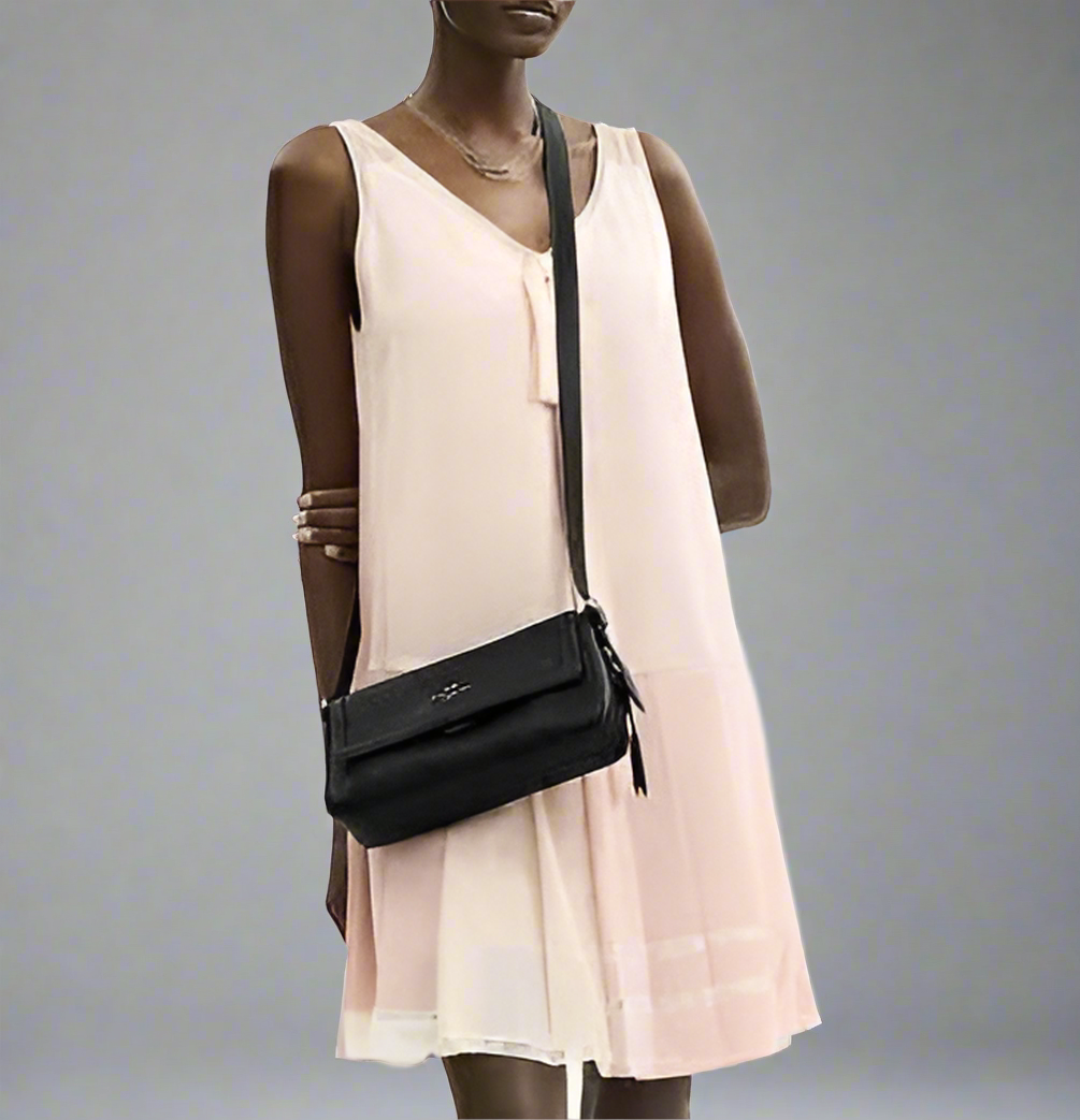 COACH ETTA SMALL FLAP SHOULDER BAG/CROSSBODY BAG - BLACK