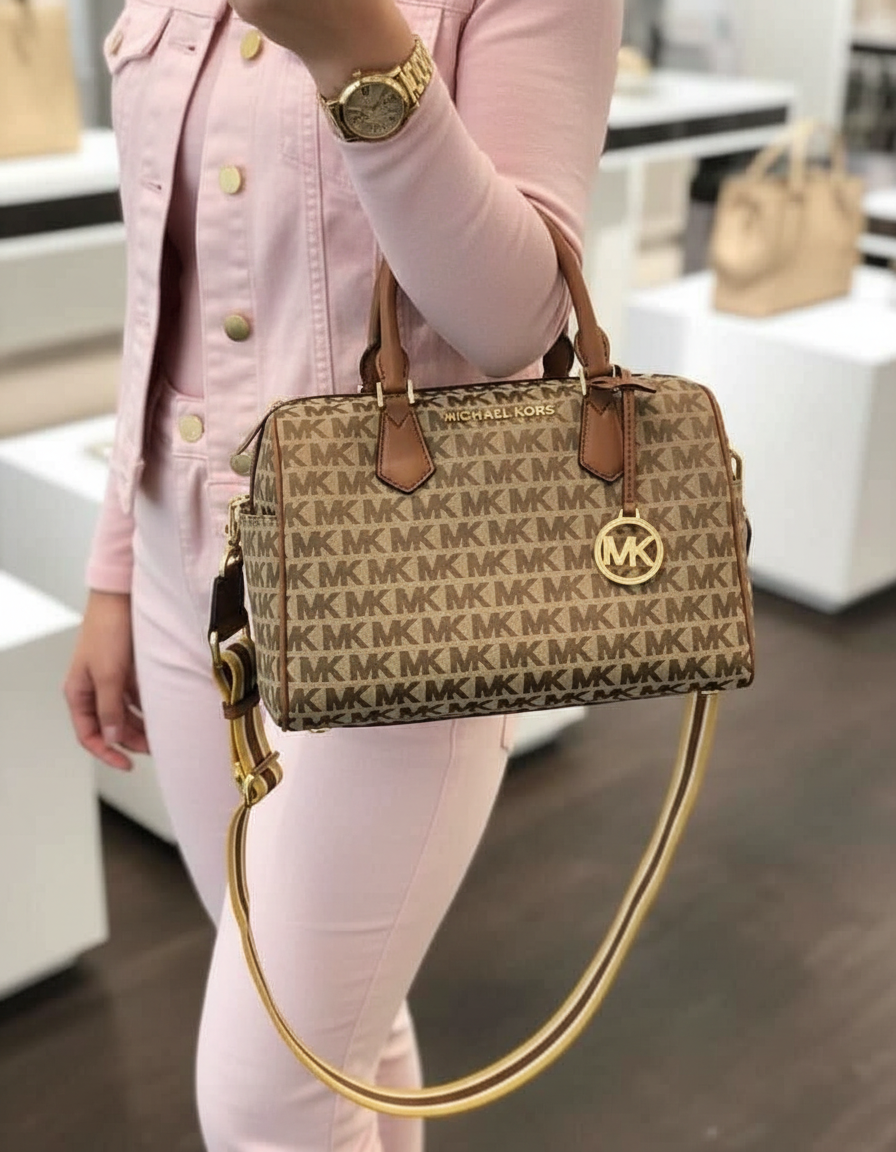 BUNDLE ‼️ MICHAEL KORS BEDFORD DUFFLE LARGE IN SIGNATURE JACQUARD & MEDIUM BIFOLD CORNER ZIP WALLETS