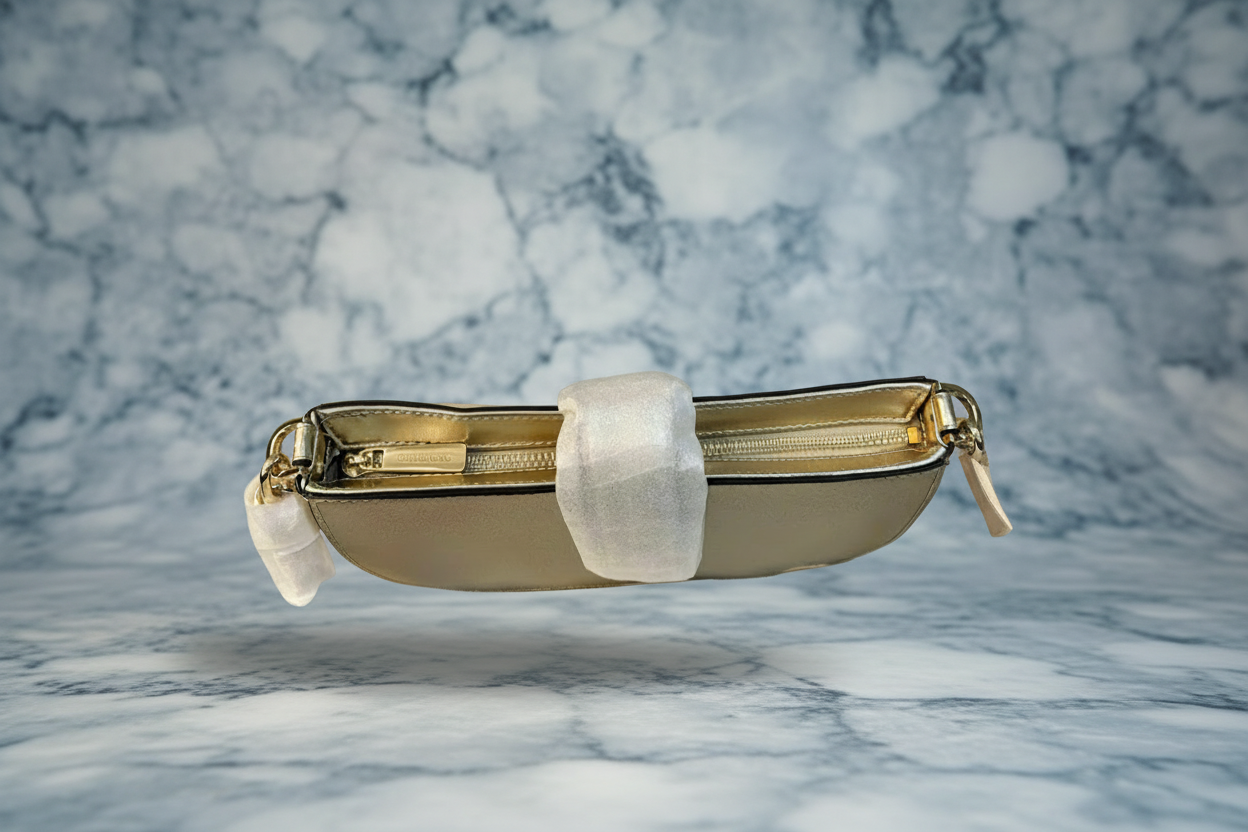 MICHAEL KORS CARMEN POUCHETTE SHOULDER BAG ONLY - PALE GOLD