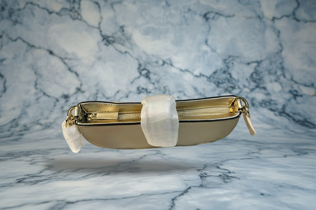 MICHAEL KORS CARMEN POUCHETTE SHOULDER BAG ONLY - PALE GOLD