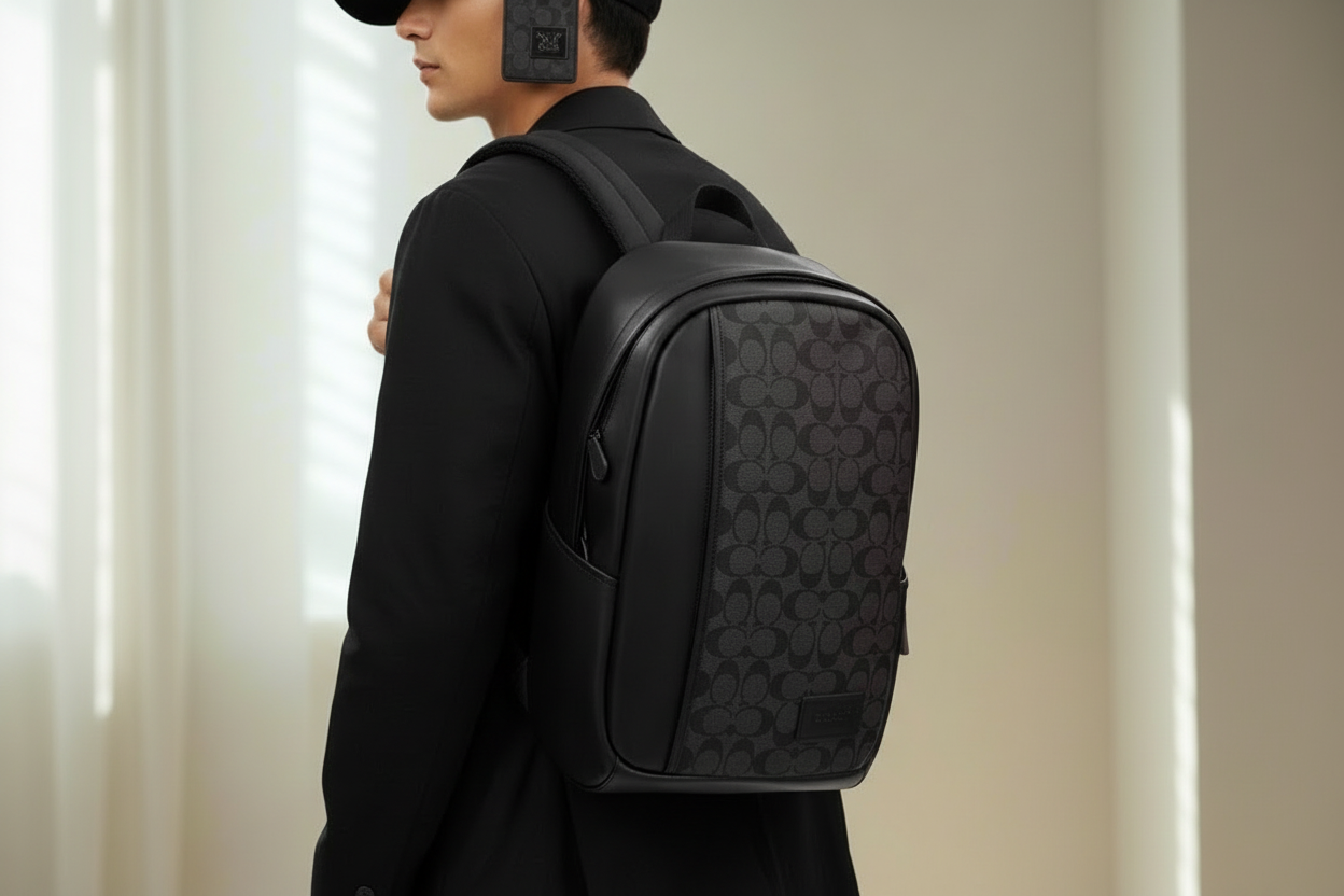 حقيبة ظهر كبيرة من كوتش - لون أسود فحمي مميز