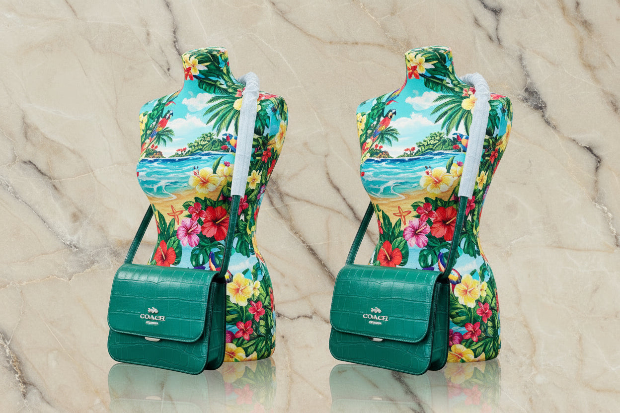 حقيبة كروسبودي كوتش برين ذات غطاء قلاب - لون اليشم