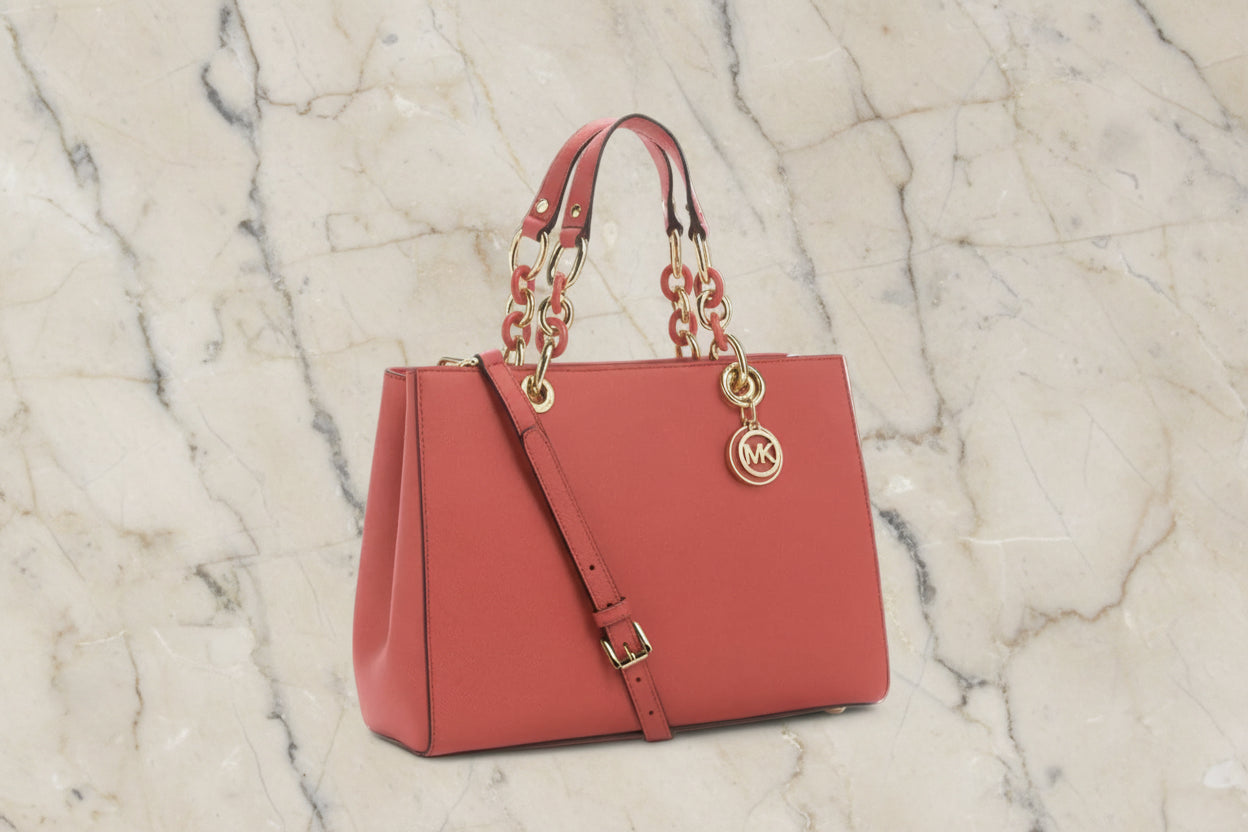 MICHAEL KORS CYNTHIA SATCHEL - SAFFIANO LEATHER -  RED - MEDIUM
