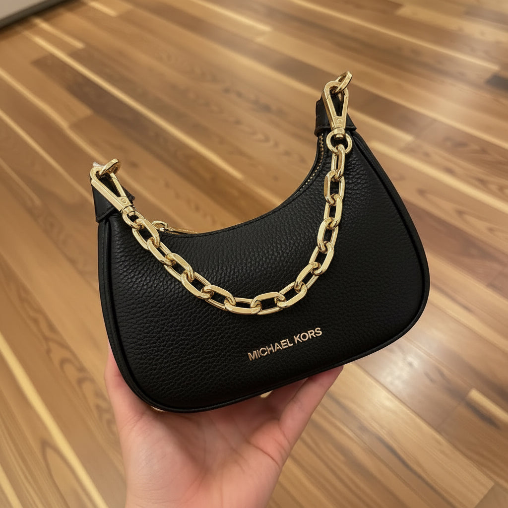 MICHAEL KORS MINI CORA CHAIN SHOULDER BAG/CROSSBODY BAG - BLACK