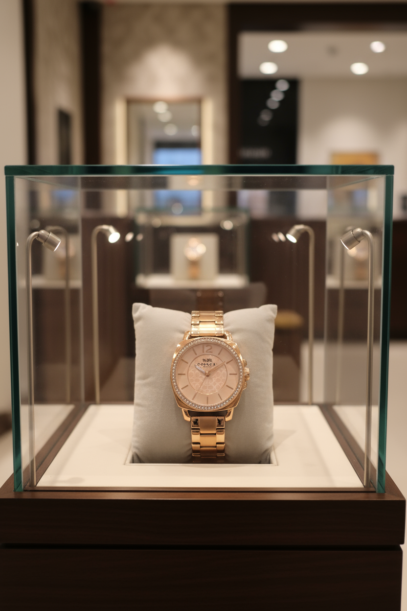 ساعة كوتش بوي فريند من الفولاذ المقاوم للصدأ بلون القرنفل