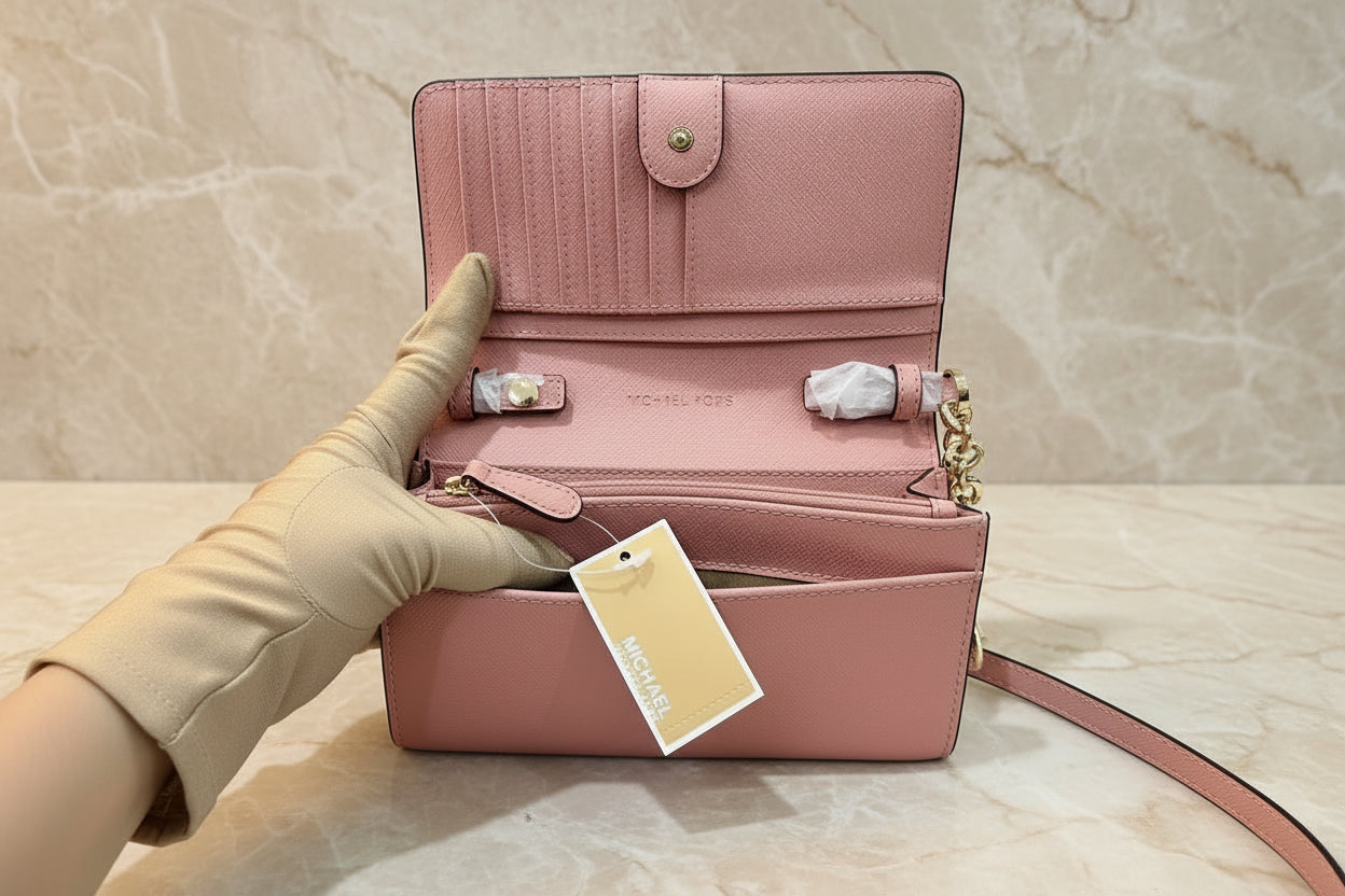 MICHAEL KORS JET SET TRAVEL PHONE CROSSBODY BAG - PRIMROSE