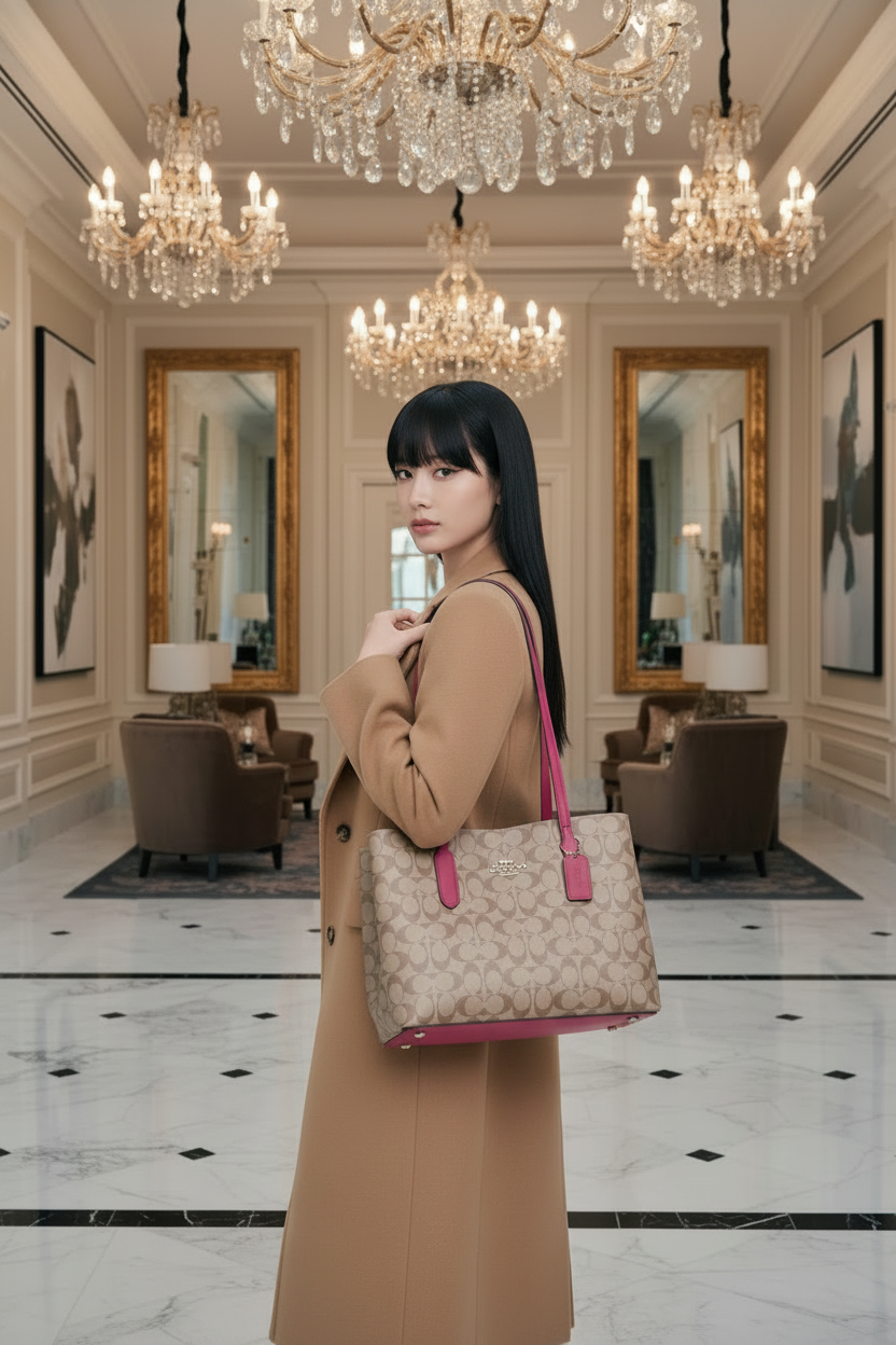 COACH AVENUE CARRYALL IN SIGNATURE BROWN/PINK