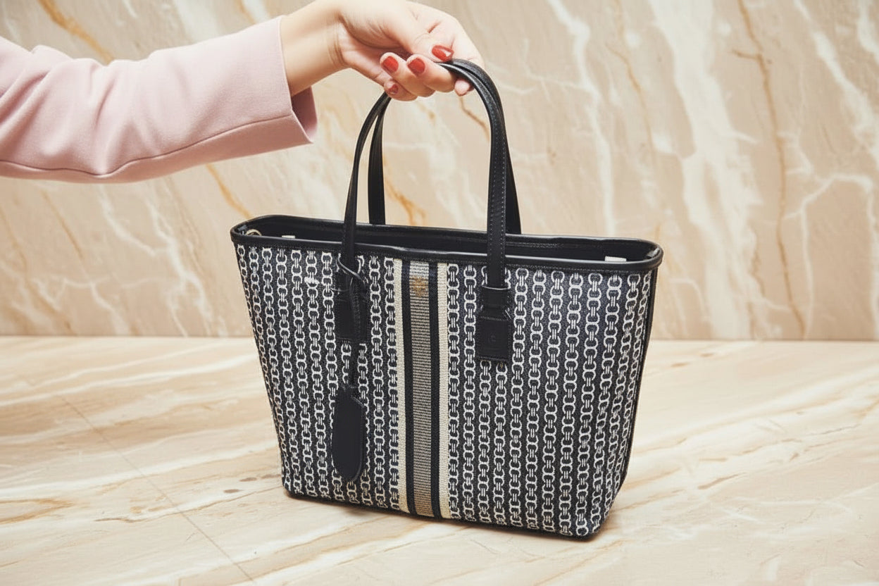 TORY BURCH GEMINI LINK ZIP TOP TOTE SMALL CANVAS