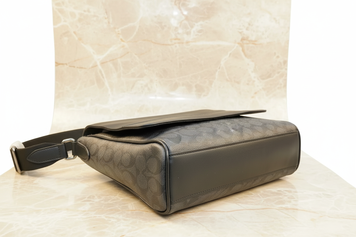 COACH HOUSTON MAP CROSSBODY BAG - SIGNATURE COATED CANVAS & REFINED CALF LEATHER