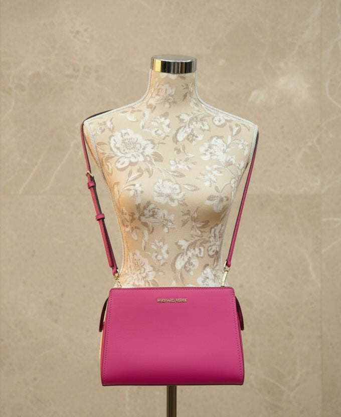 MICHAEL KORS LESLIE MESSENGER BAG - ELECTRIC PINK ( FUSCHIA COLOR )