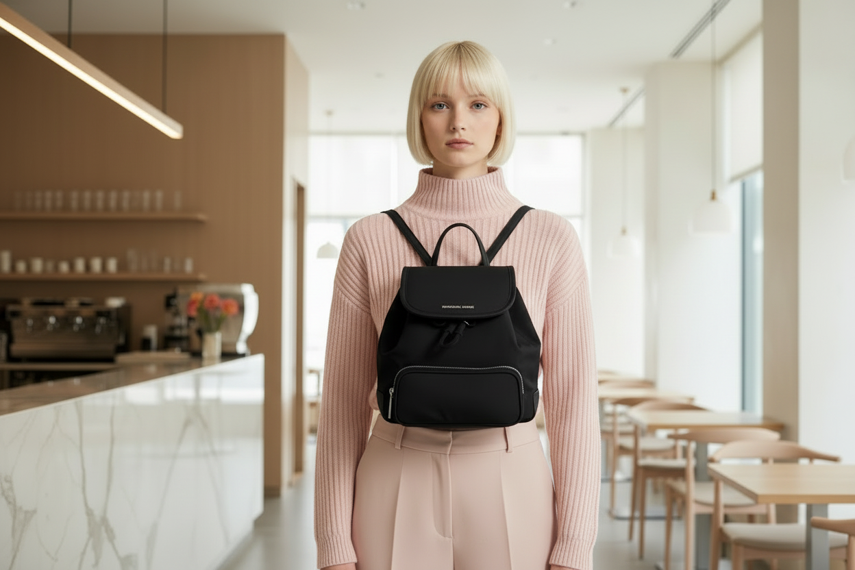 MICHAEL KORS CARA SMALL BACKPACK NYLON - BLACK