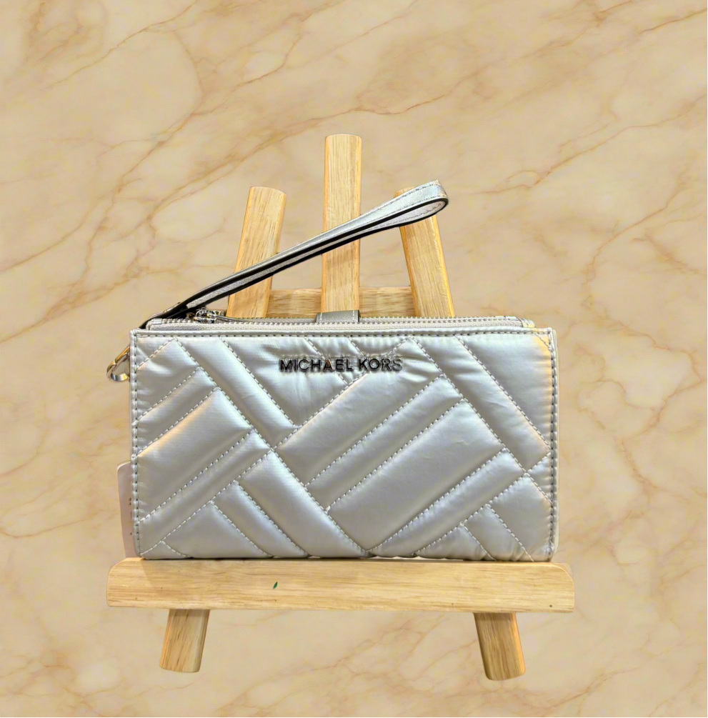 MICHAEL KORS LARGE DOUBLE ZIP BIFOLD MOBILE WRISTLET WALLET
