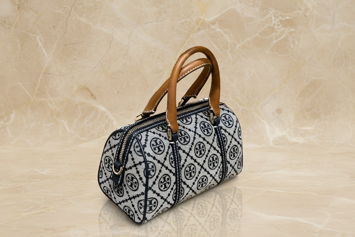 TORY BURCH PETITE BARREL/XBODY - T MONOGRAM NAVY BLUE