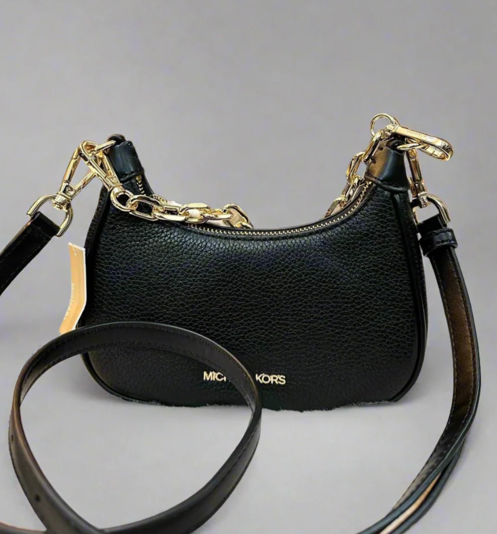 MICHAEL KORS MINI CORA CHAIN SHOULDER BAG/CROSSBODY BAG - BLACK