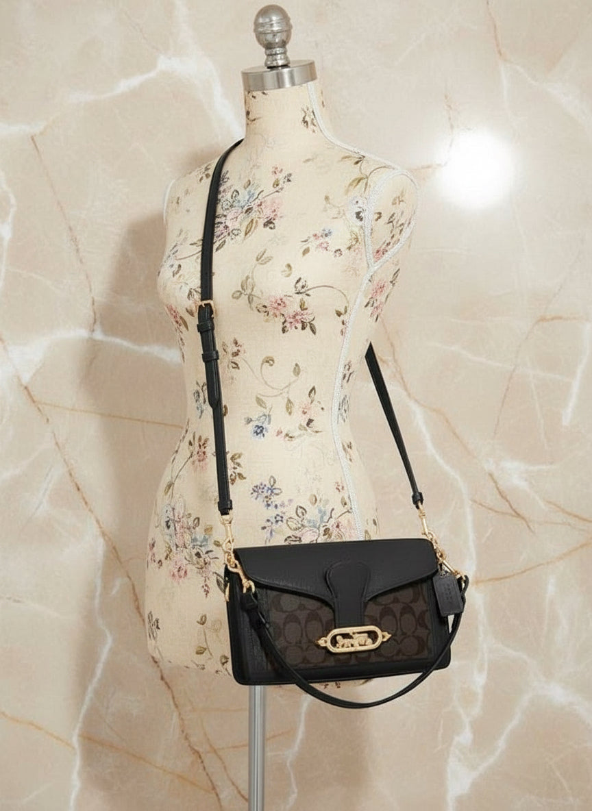 COACH JADE SHOULDER BAG/CROSSBODY BAG - SIGNATURE CANVAS & PEBBLE LEATHER