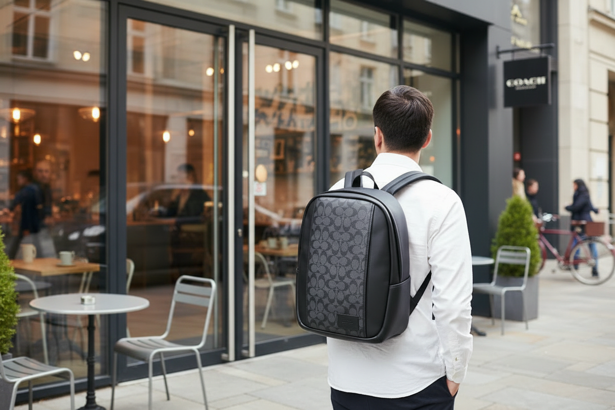 COACH LARGE BACKPACK - SIGNATURE CHARCOAL BLACK