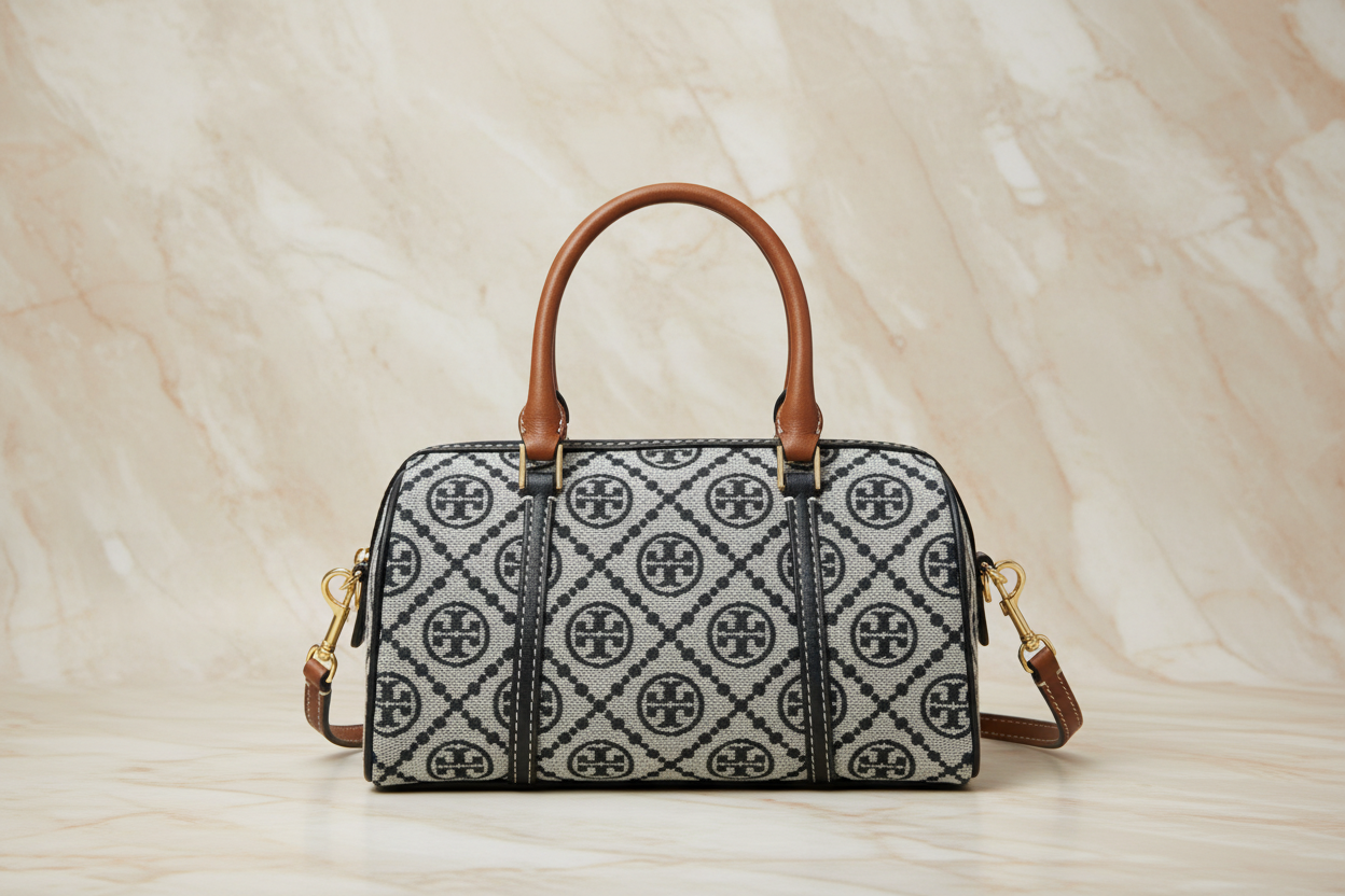 TORY BURCH PETITE BARREL/XBODY - T MONOGRAM NAVY BLUE