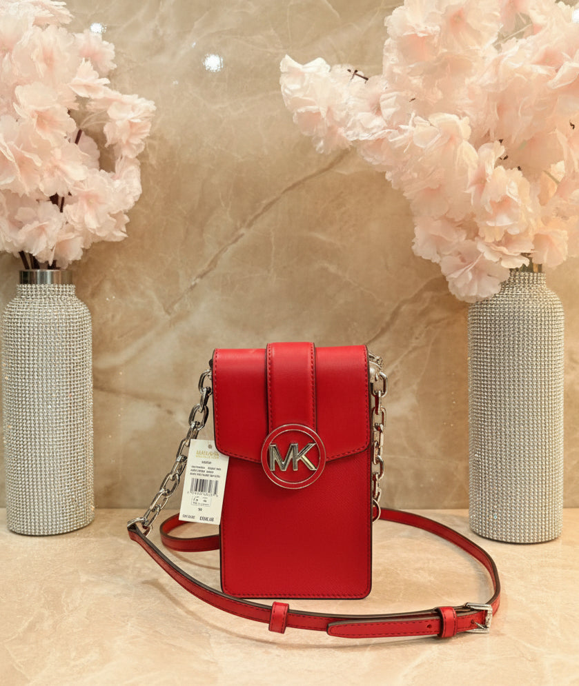 MICHAEL KORS CARMEN SMARTPHONE CROSSBODY - RED
