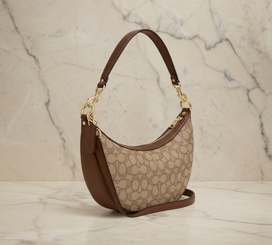 COACH ARIA SHOULDER BAG/CROSSBODY BAG IN SIGNATURE JACQUARD KHAKI