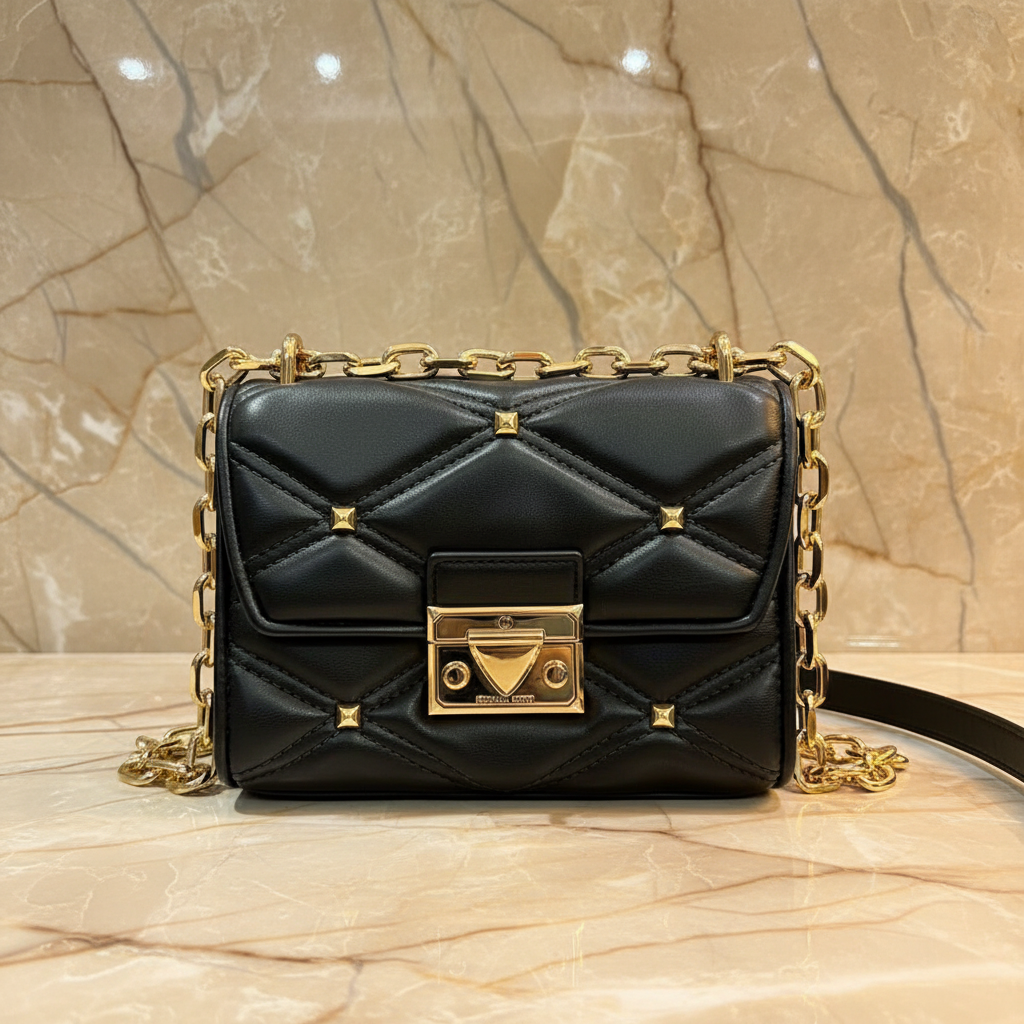 MICHAEL KORS SERENA VEGAN FLAP QUILTED CONVERTIBLE CHAIN SHOULDER BAG/CROSSBODY BAG