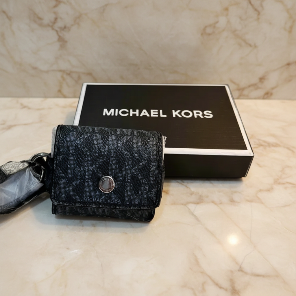 Michael Kors Unisex Expandable Airpod/ Earbud Case MK Signature Admiral In Gift Box