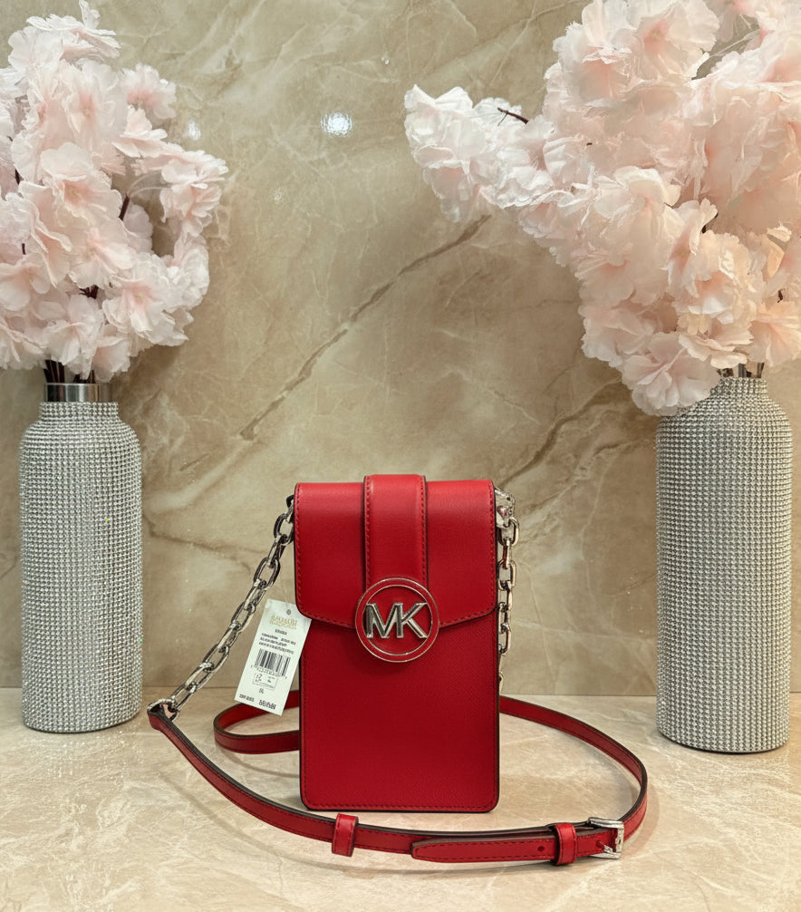 MICHAEL KORS CARMEN SMARTPHONE CROSSBODY - RED