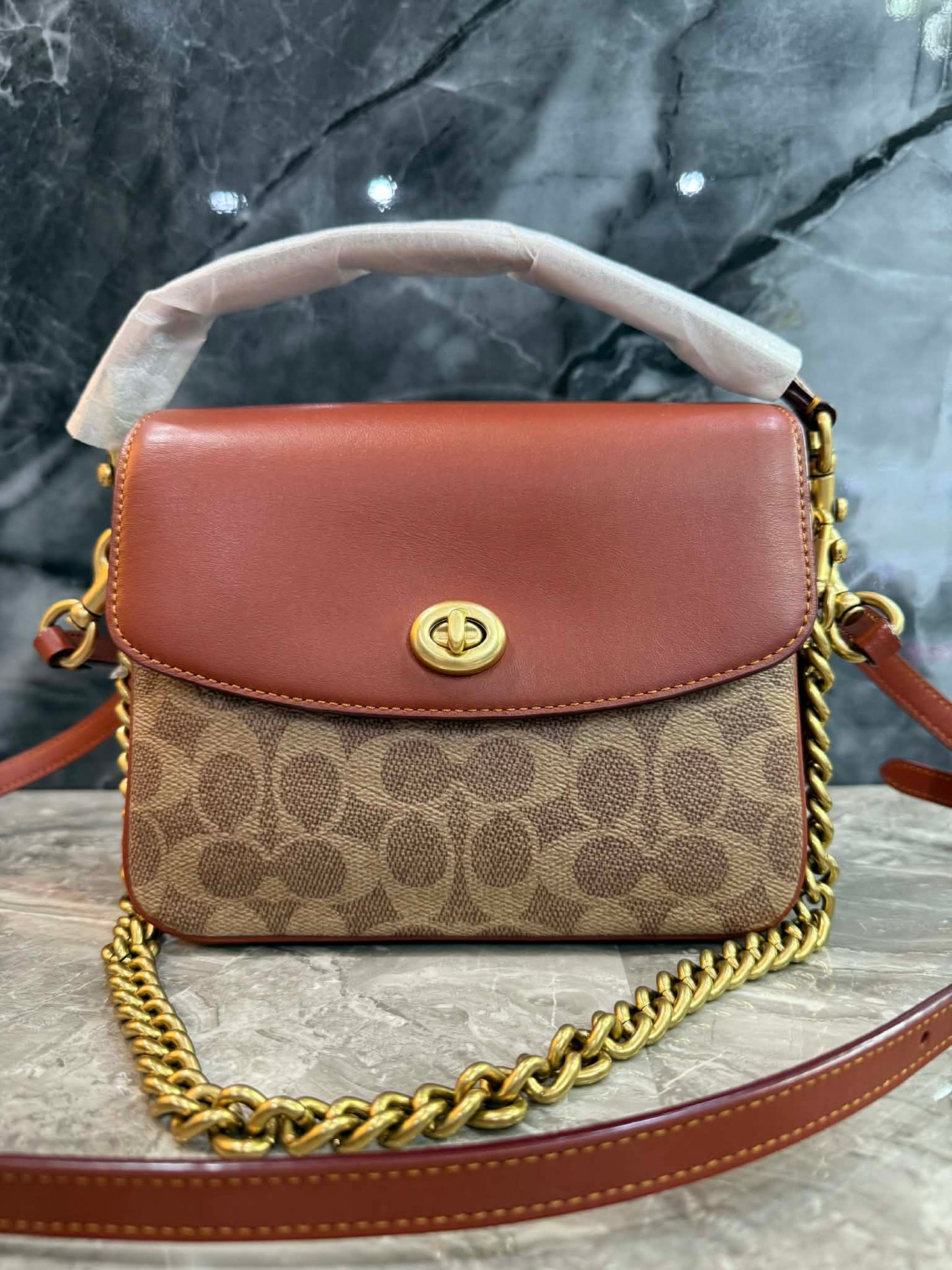 COACH CASSIE 19 3 in 1/ 3 STRAP IN SIGNATURE CANVAS - TAN RUST - MISSING PRICE TAG