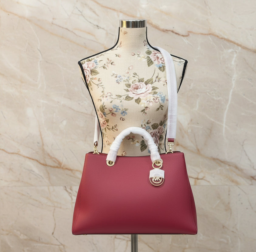 MICHAEL KORS CYNTHIA SATCHEL - SAFFIANO LEATHER -  RED - MEDIUM