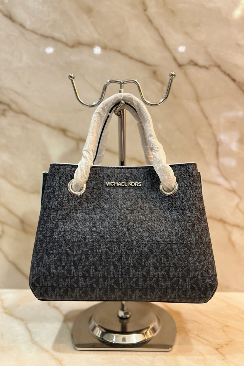 MICHAEL KORS SMALL TEAGEN LEATHER SATCHEL - SIGNATURE ADMIRAL BLUE
