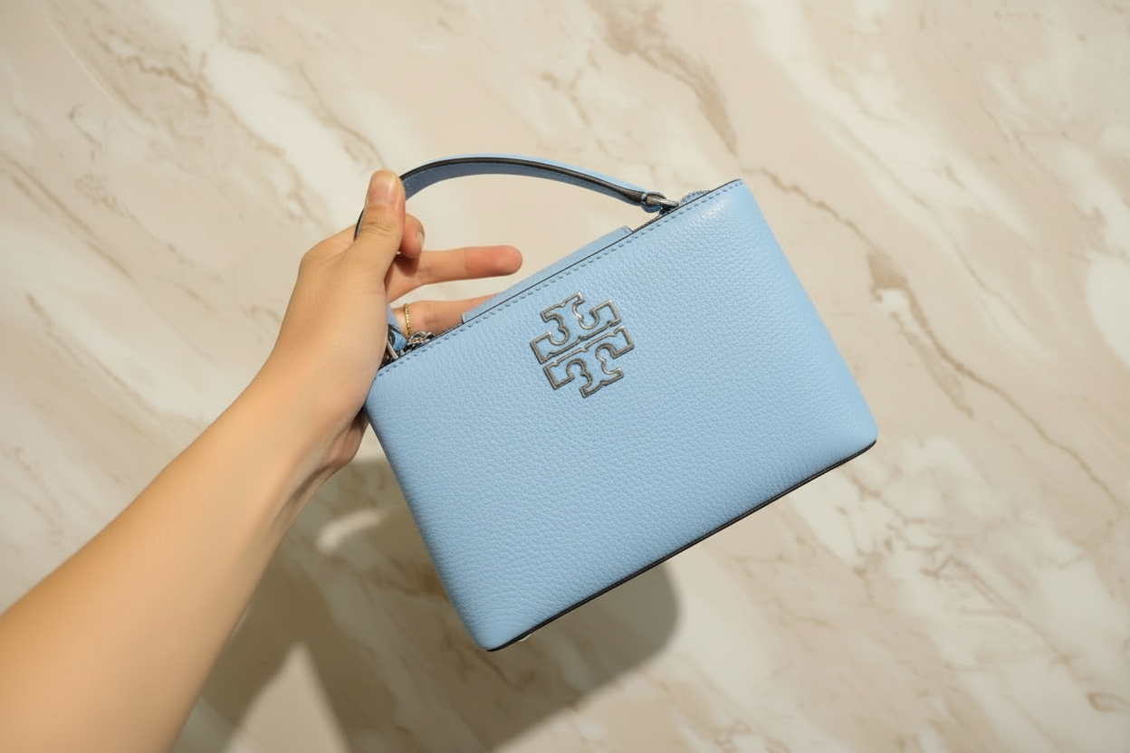 TORY BURCH MICRO BRITTEN SATCHEL - SKY BLUE