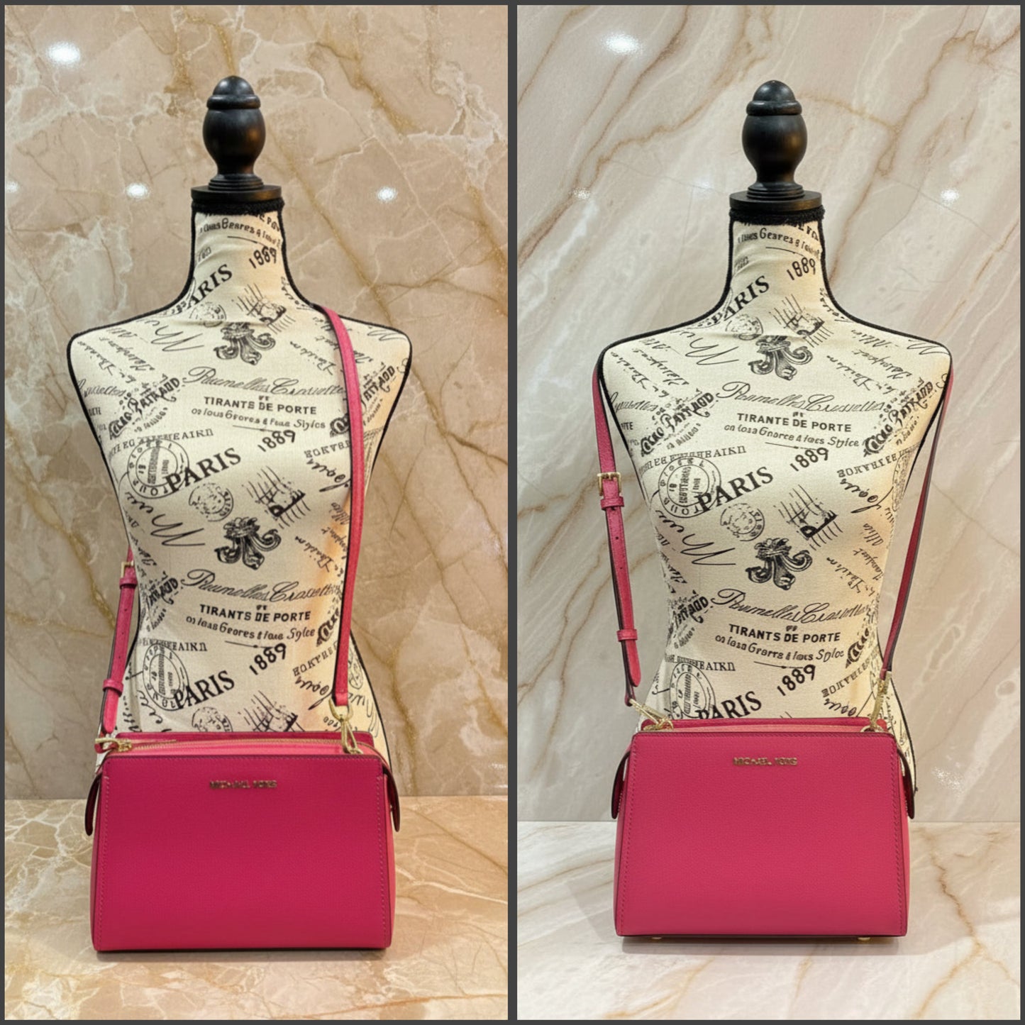MICHAEL KORS LESLIE MESSENGER BAG - ELECTRIC PINK ( FUSCHIA COLOR )