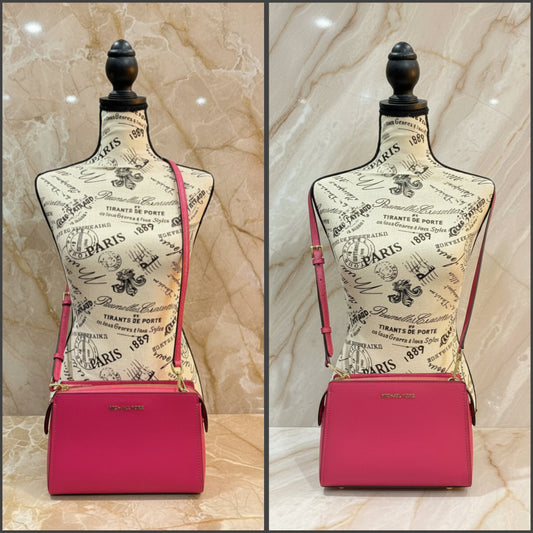 MICHAEL KORS LESLIE MESSENGER BAG - ELECTRIC PINK ( FUSCHIA COLOR )
