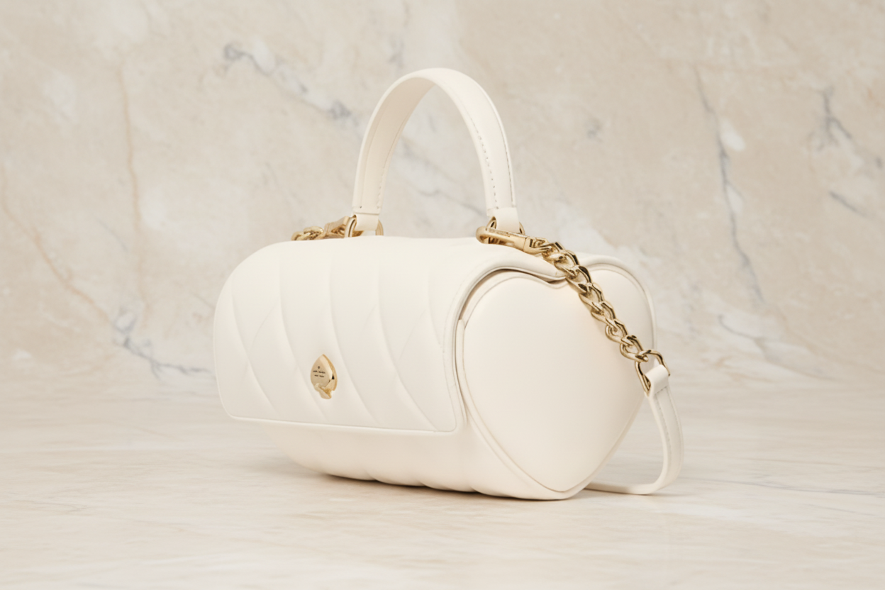 حقيبة كيت سبيد صغيرة الحجم بتصميم قلب مبطن، بمقبض علوي/حقيبة كروس بودي - لون مرينغ