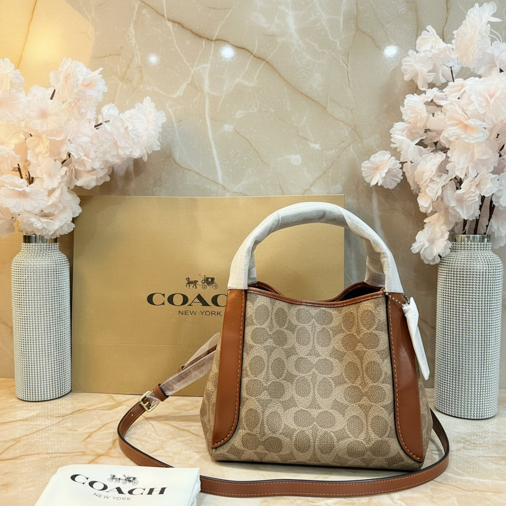 COACH HADLEY HOBO 21 - SIGNATURE CANVAS TAN RUST