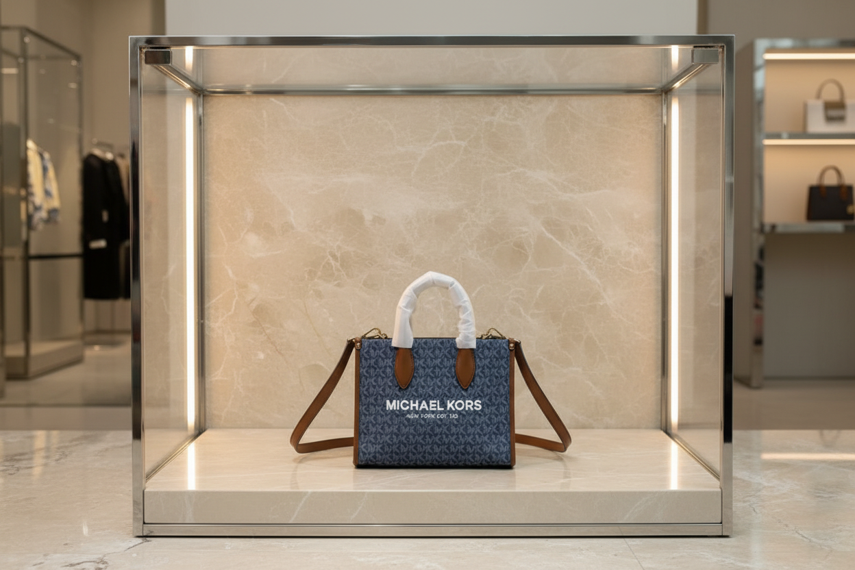 MICHAEL KORS MIRELLA SMALL SHOPPER TOP ZIP CROSSBODY BAG - DENIM MULTI LOGO